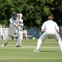 Matthew Jordan shows good defence in his innings for Wakefield Thornes against Barnsley Woolley Miners. Picture: John Clifton