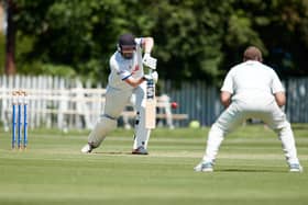 Matthew Jordan shows good defence in his innings for Wakefield Thornes against Barnsley Woolley Miners. Picture: John Clifton