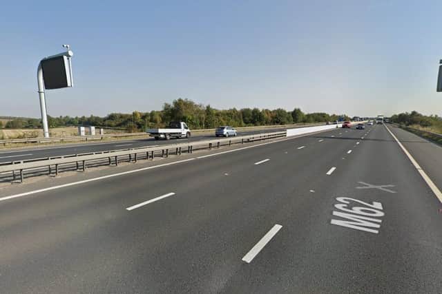 Highways England have closed two lanes on the M62 at Wakefield this afternoon after a defect was identified on a motorway bridge. Photo: Google Maps