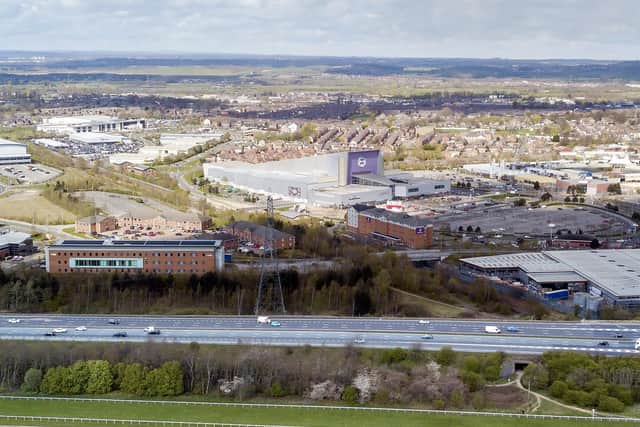 An aerial view of Xscape and Junction 32 Shopping Centre at Glasshoughton, Castleford. Photo: Scott Merrylees