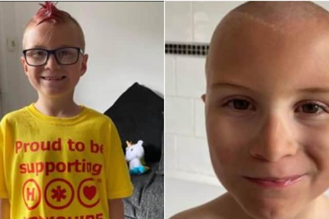 Seven year old Harry who lives near Yorkshire Air Ambulance’s air support unit in Wakefield has raised an impressive £580 by shaving his beloved Mohawk for the lifesaving charity.