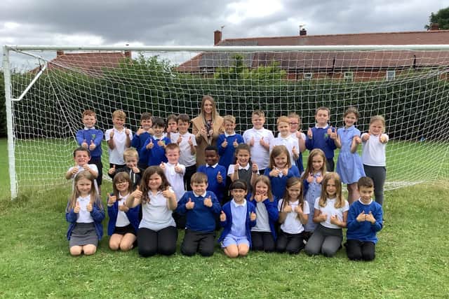 A dedicated class of Wakefield football fans have sent messages of support to England's football team, following a defeat at Euro 2020 and days of abuse aimed at the players. Photo: Ossett South Parade Primary School