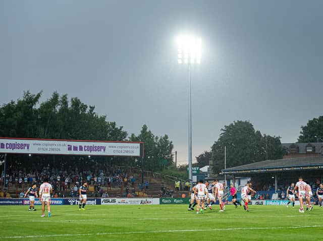 Picture by Allan McKenzie/SWpix.com - 09/07/2021 - Rugby League - Betfred Super League Round 14 - Wakefield Trinity v St Helens - The Mobile Rocket Stadium, Wakefield, England - A general view of Wakefield playing St Helens.