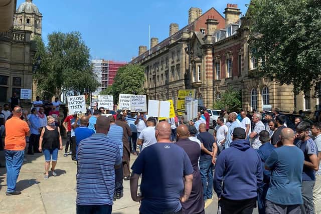 Dozens gathered outside Wakefield Town Hall