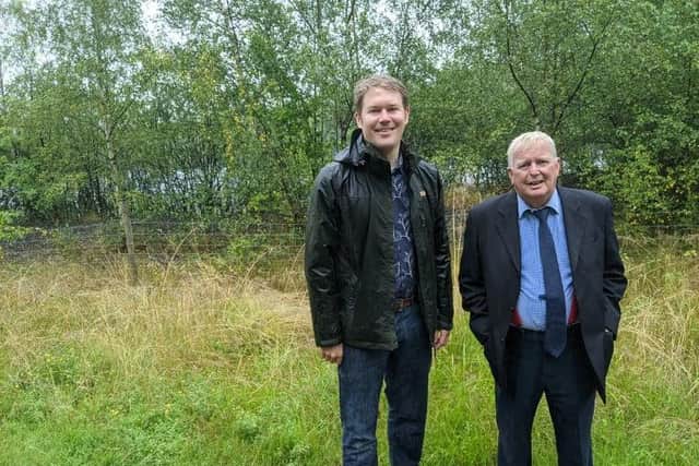 Wakefield Council's deputy leader Jack Hemingway, with environmental campaigner Paul Dainton on the edge of the Welbeck site.