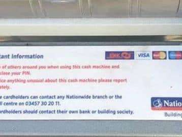 Nationwide has this notice placed on its ATMs as well as a reminder and about what people should do in that situation: