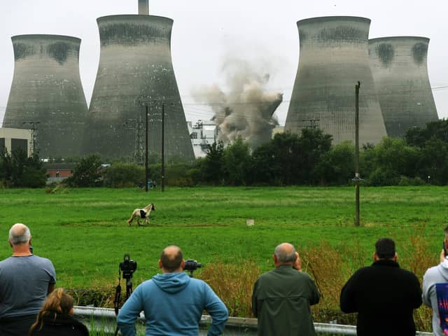 This is everything you need to know about the latest demolition at Ferrybridge Power Station. Crowds are pictured at the demolition of the first cooling tower in July 2019.