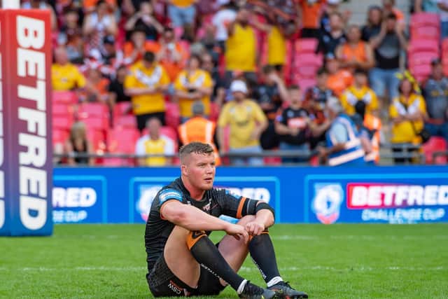 Picture by Allan McKenzie/SWpix.com - 17/07/2021 - Rugby League - Betfred Challenge Cup Final - Castleford Tigers v St Helens - Wembley Stadium, London, England - Castleford's Adam Milner is dejected after his side's loss to St Helens in the Betfred Challenge Cup final.