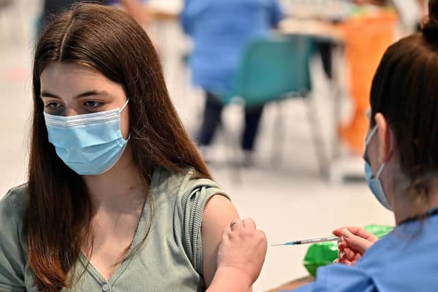 Teenagers in Wakefield are being invited to book their Covid vaccines for the first time, ahead of the return to school and college in September. Photo by JEFF J MITCHELL/POOL/AFP via Getty Images