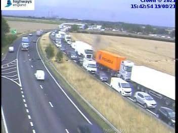 Traffic has been stopped and emergency services rushed to the scene after a collision on the A1 this afternoon. Photo: Highways England