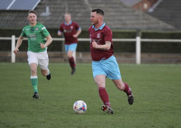 Emley’s Dom Riordan, who led a solid back line against City of Liverpool. Picture: Mark Parsons
