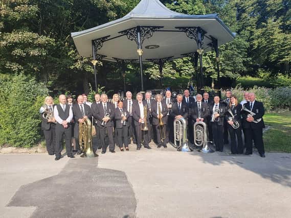 Knottingley Silver Band at the bandstand in Queen's Park, Castleford