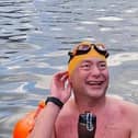 Lee Johnson in training - he will swim the Cjhannel on Thursday