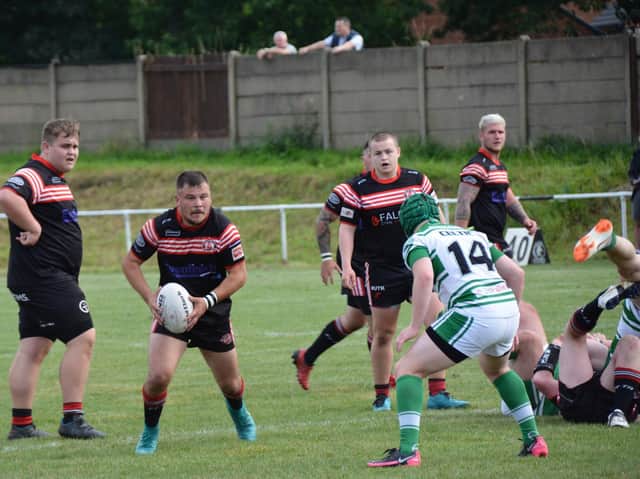 Normanton Knights on the attack against Dewsbury Celtic. Picture: Rob Hare