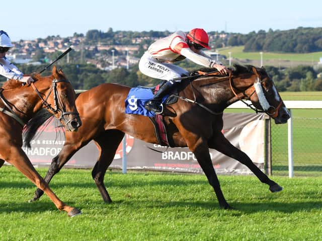Mr Orange, ridden by Oisin McSweeney, is in the clear to win for the seventh time at Pontefract. Picture: Alan Wright