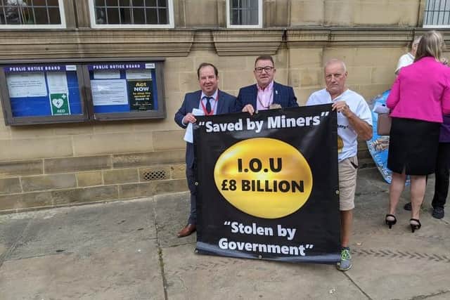 Councillors Matthew Morley and Steve Tulley, alongside former miner Ian Hoggan.