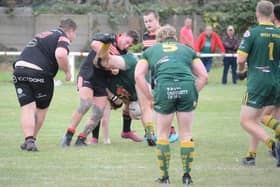 Tough tackling action from Normanton Knights' National Conference Shield game against West Hull. Picture: Rob Hare