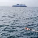 Lee Johnson during his Channel swim
