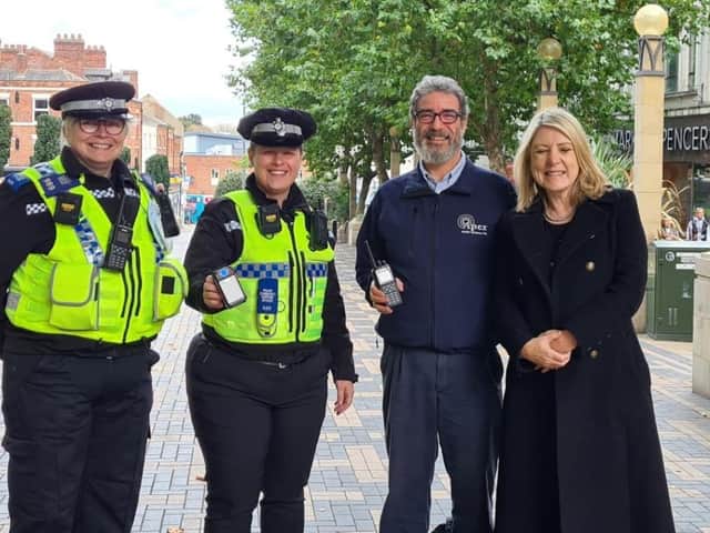 PCSO Roxy King, PCSO Becki Norbury, Richard Head, from Apex and Christine Armstrong, from Wakefield BID.