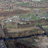 An aerial shot of the former sewage farm with the WERR running to the east.