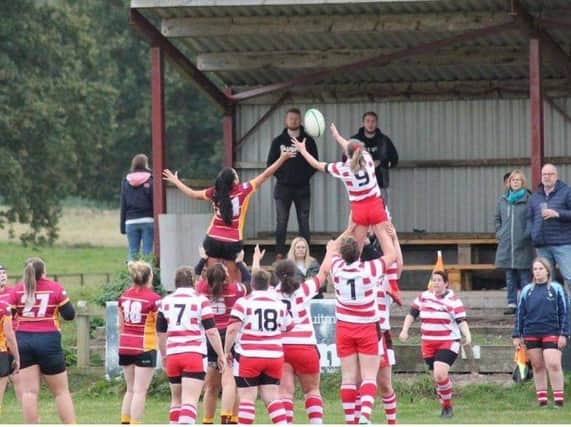 Sandal Warriors compete with Wetherby for line-out possession.