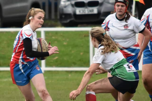 Charlotte Ball on the attack for Castleford RUFC U18s. Picture: Richard Gould