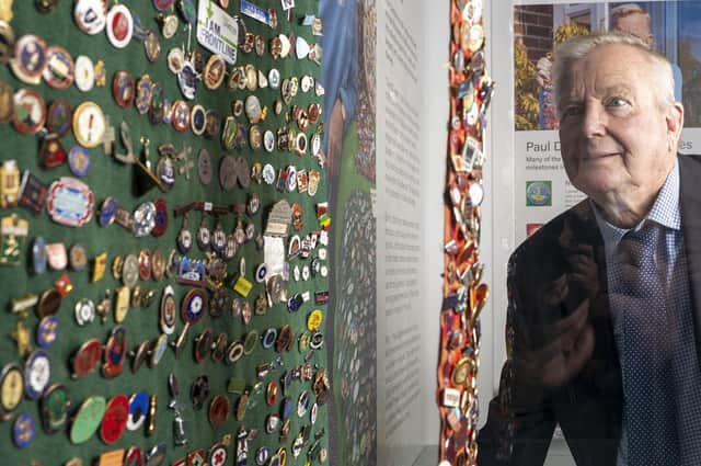Paul Dainton's badge collection at Castleford Library. Pic: Scott Merrylees