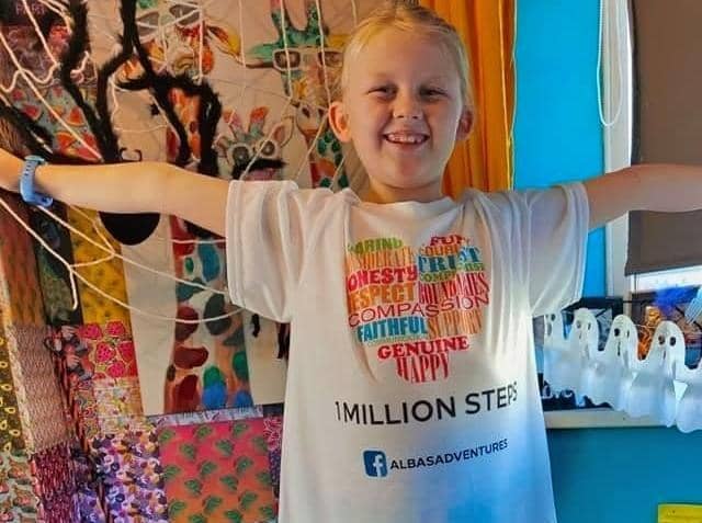 Alba in her 1 Million Steps T-shirt ready to take on her toughest challenge yet