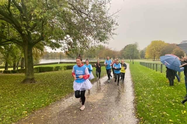Rebecca nears the finishing line after her 300k fundraising run for Martin House Hospice
