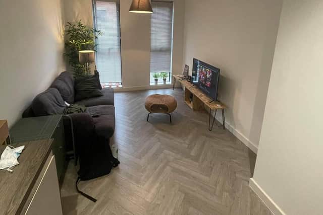 A living room decorated in muted colours