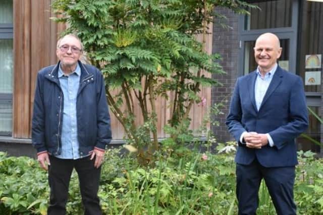 Poet Michael Yates with former Chief Executive of Mid Yorkshire Hospitals NHS Trust, Martin Barkley.