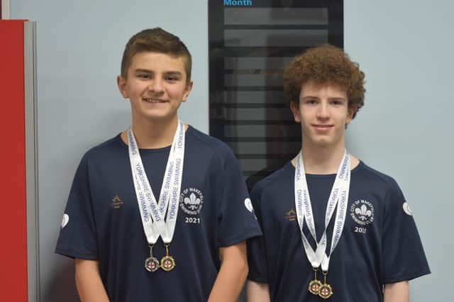 City of Wakefield Swimming Club gold medal winners at the Yorkshire Championships James Sharp and Tom Woofindin.