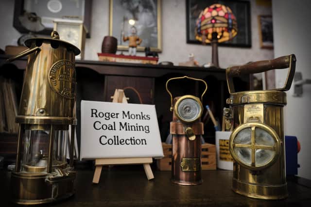 Some of the beautifully cared for miners' lamps in Roger Monks' collection of mining memorabilia.