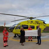 From left: Lisa Dempster YAA paramedic, Catherine Hardy general manager of Wentbridge House, James Allen YAA paramedic, James Page managing director of Wentbridge House and critical care doctor Jez Pinnell.