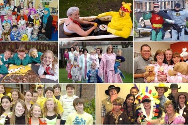 From pj parties at schools and nurseries, supermarket dress up and a not so clean bath to head shaves and a Batman and Robin window cleaning duo - people across the Wakefield district have always come up with some fun and wacky ways to raise money.