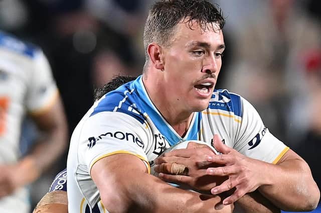 Jai Whitbread in action for Gold Coast Titans against Melbourne Storm in June before his move to Leigh Centurions.  (Photo by Bradley Kanaris/Getty Images)