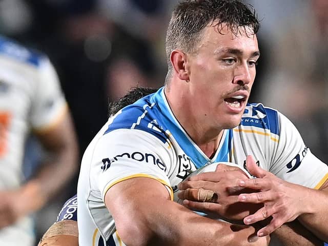 Jai Whitbread in action for Gold Coast Titans against Melbourne Storm in June before his move to Leigh Centurions.  (Photo by Bradley Kanaris/Getty Images)