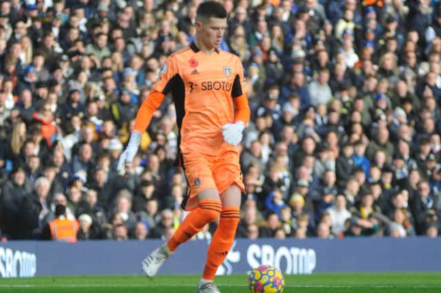 Illan Meslier, Leeds United's man of the match after making some important saves to earn a point at Brighton.