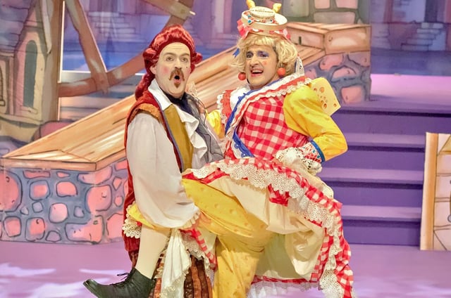 From left Chris Chilton as Monsieur Bon Bon and Chris Hannon as Fanny Fromage in Theatre Royal Wakefield's Beauty and the Beast. Pic Ant Robling