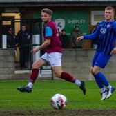Hat-trick hero Joe Jagger, who led the way for Emley AFC in their seven-goal demolition of Handsworth. Picture: Mark Parsons