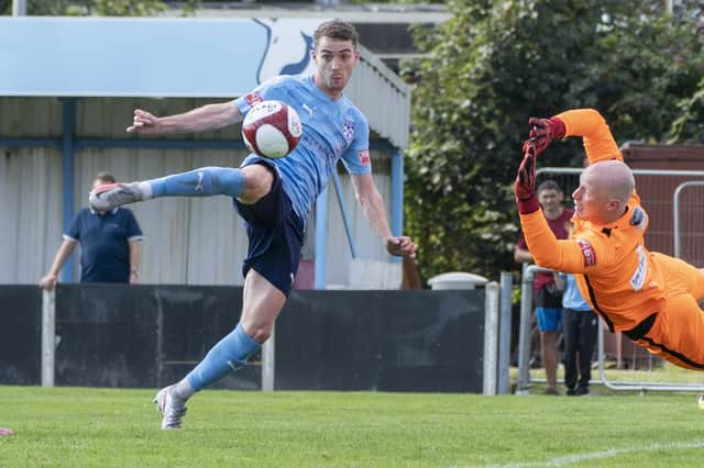 Nash Connolly, who was part of a battling Ossett United effort against Pitching In Northern Premier League East leaders Marske United. Picture: Scott Merrylees