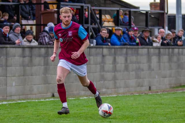 George Doyle, who was unlucky not to score from Emley’s best chance against Staveley MW. Picture: Mark Parsons