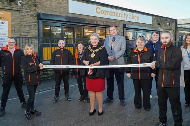 The Mayor of Wakefield, Coun Tracey Austin, officially opening the store on Wednesday.