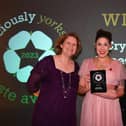 Jemma Ladwitch, business development manager of Cryer & Stott Cheesemongers, collecting the Best Wholesaler award at the Pavilions in Harrogate for the Deliciously Yorkshire Taste Awards.