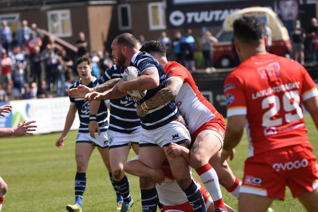 New loan signing Daniel Smith in the thick of the action for Featherstone Rovers.