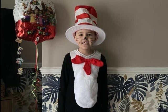 Sally Morse shared her photo of Teddy as The Cat in the Hat. She said: "It’s also his 7th birthday today, he was so excited to dress up!"