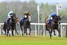 Dubai Hills, ridden by Jason Hart, races clear to ease to victory in the Sir Peter O’Sullevan Charitable Trust Handicap at Pontefract. Picture: Alan Wright