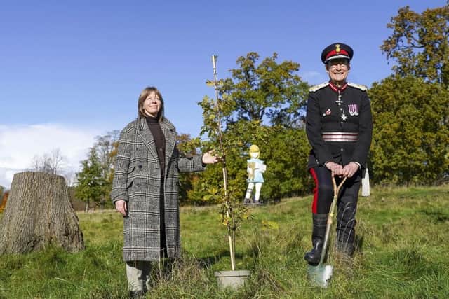 The Lord Lieutenant of West Yorkshire Ed Anderson joins Helen Pheby (Associate Director of Program) at the Yorkshire Sculpture Park to plant the King's Coronation Tree, as part of a royal initiative to plant three million trees nationally. Picture Scott Merrylees