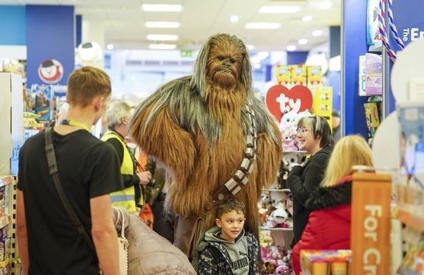 Star Wars favourite Chewbacca roamed the shopping centre stopping for pictures.
