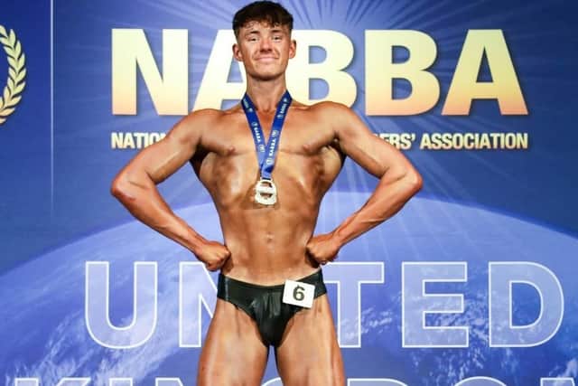 Emmett Fearn is a bodybuilding champion at 18 years old. Picture: NABBA Photo Flex